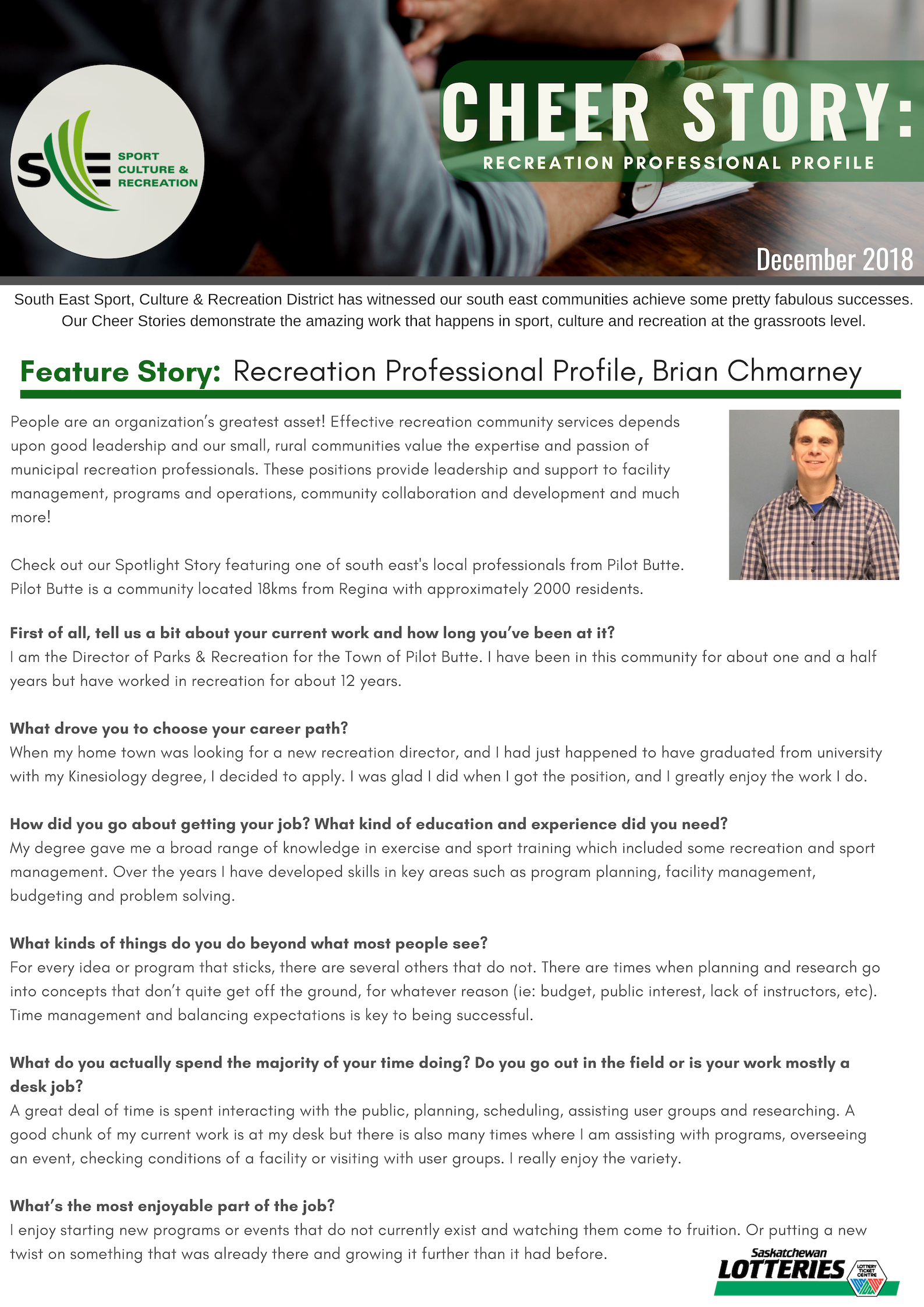 Cheer Story: Recreation Professional Profile, Brian Chmarney - Image 1