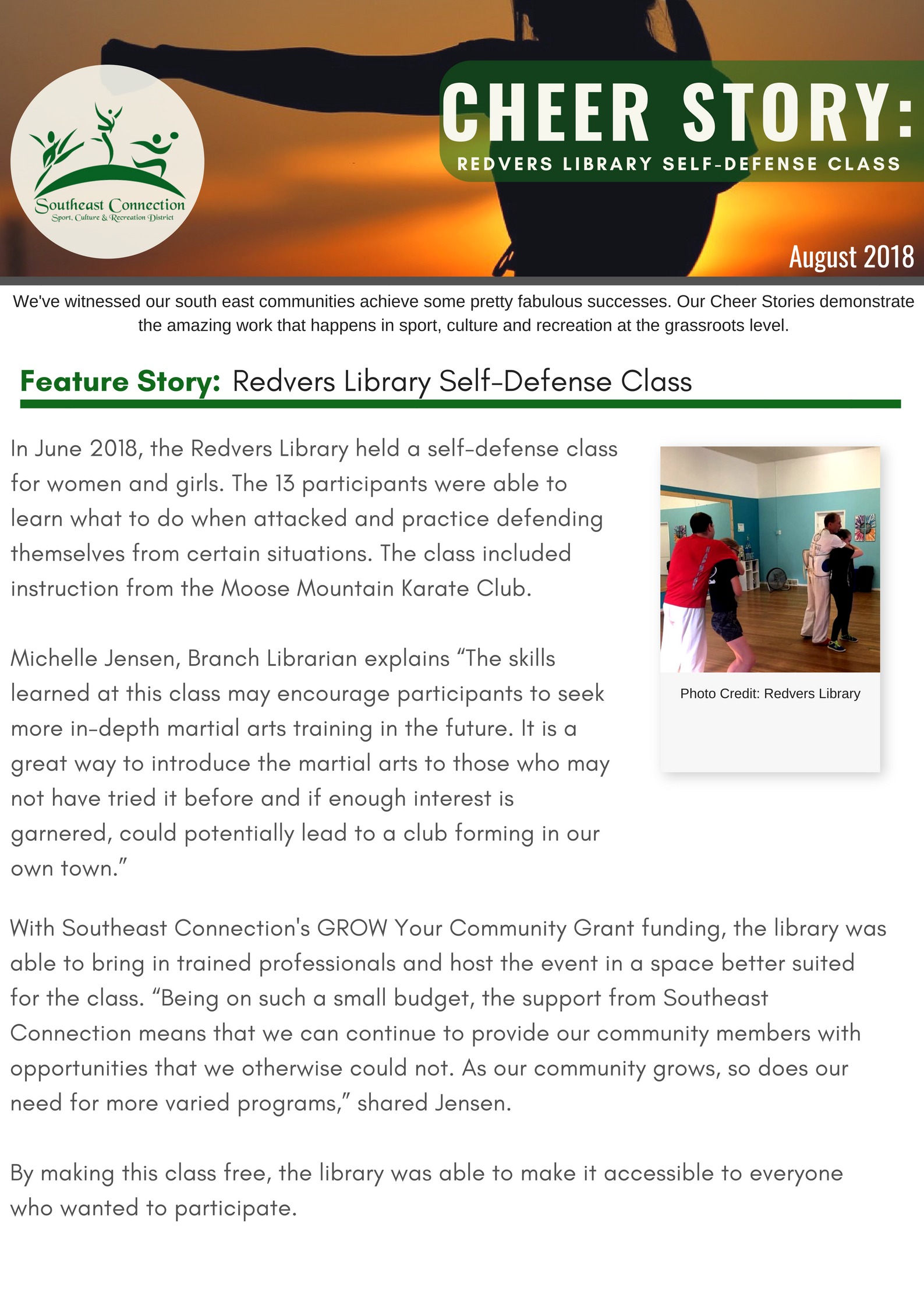 Cheer Story: Redvers Library Self-Defense Class - Image 1